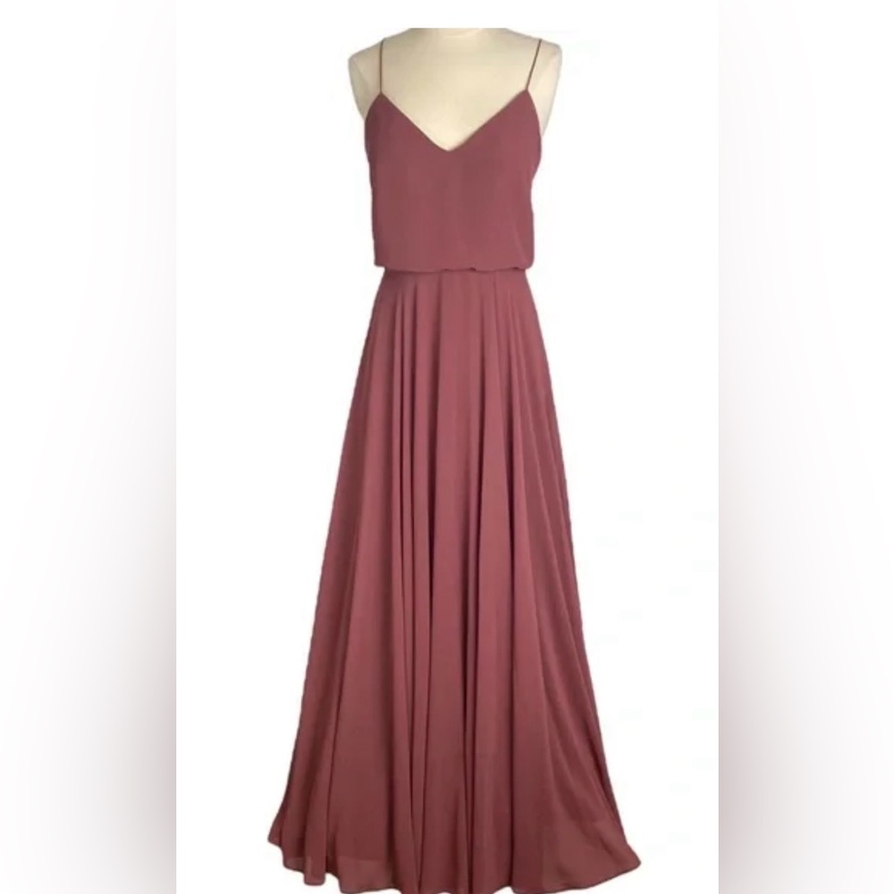 Jenny Yoo Mauve Blush Spaghetti Strap Maxi Dress